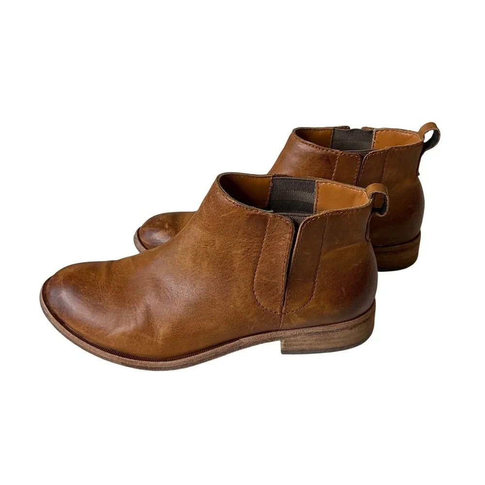 Kork Ease Velma‎ Leather Flat Chelsea Ankle Booties Western Cowgirl Rodeo 7.5